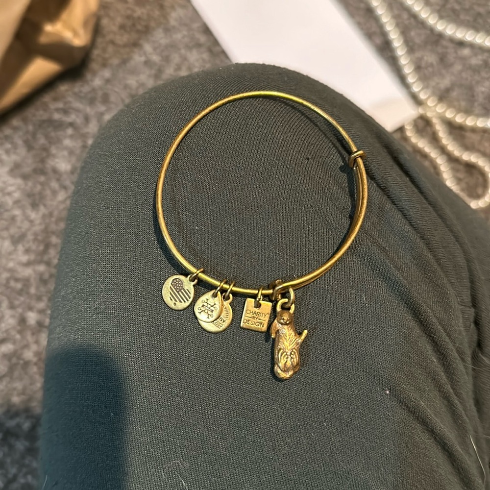 Gold Alex and Ani Otter Charm Bracelet
